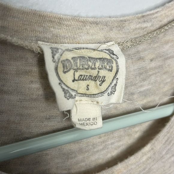 Dirtee Laundry Sleeveless Tank Top Dream Love Inspire Beige Tan Tie Front Small - Picture 5 of 8